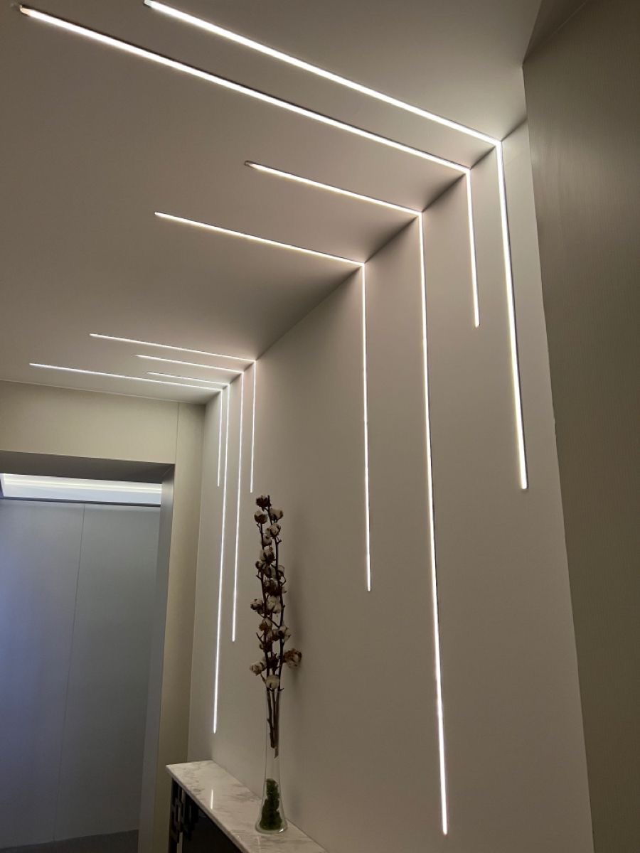 Premium stretch ceiling with integrated LED lighting